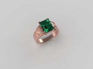 Green flare prsten - 14kt Smaragd