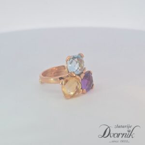 Multicolor prsten - 18kt rose gold pozlata